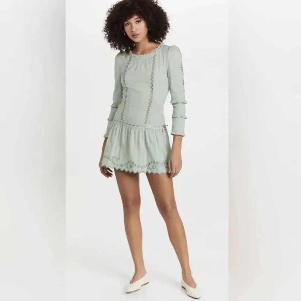 LOVESHACKFANCY CARNABY DRESS in Sage Green Sz‎ 8
